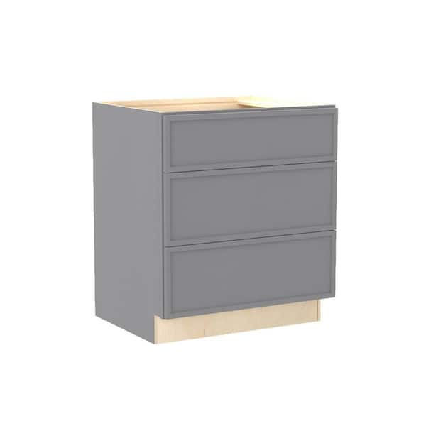 Franklin 30 in. W x 24 in. D x 34.5 in. H Assembled Plywood Drawer Base Kitchen Cabinet in Veiled Gray with Soft Close