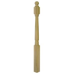 Stair Parts 4040 48 in. x 3 in. Unfinished Poplar Ball Top Newel Post for Stair Remodel