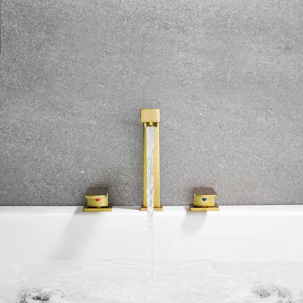 Brushed Gold Double Handle Deck-Mount Roman Tub Faucet