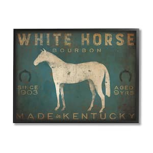 White Horse Bourbon Vintage Sign Design By Ryan Fowler Framed Typography Art Print 14 in. x 11 in.