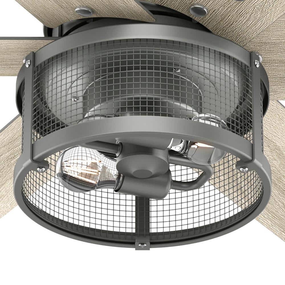 52" Matte Silver 6-Blade Ceiling Fan with LED Light and Remote