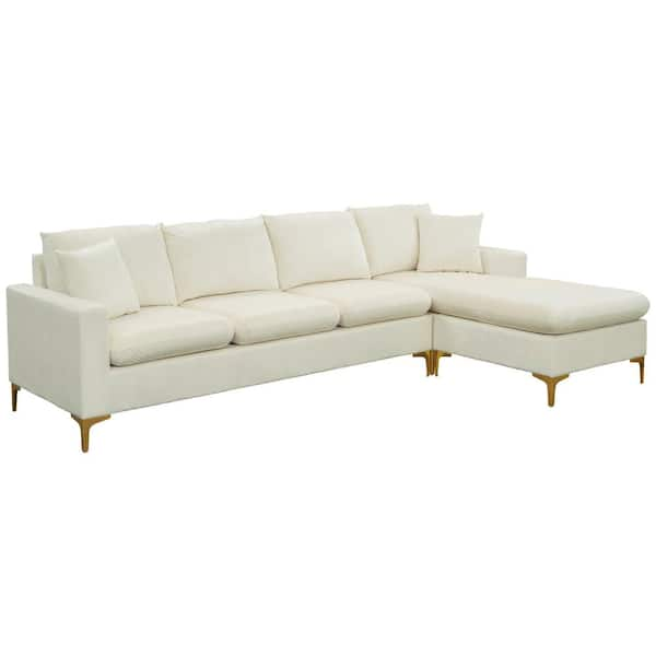 110.6 L-shaped Sofa With Removable Ottomans And Comfort Lumbar