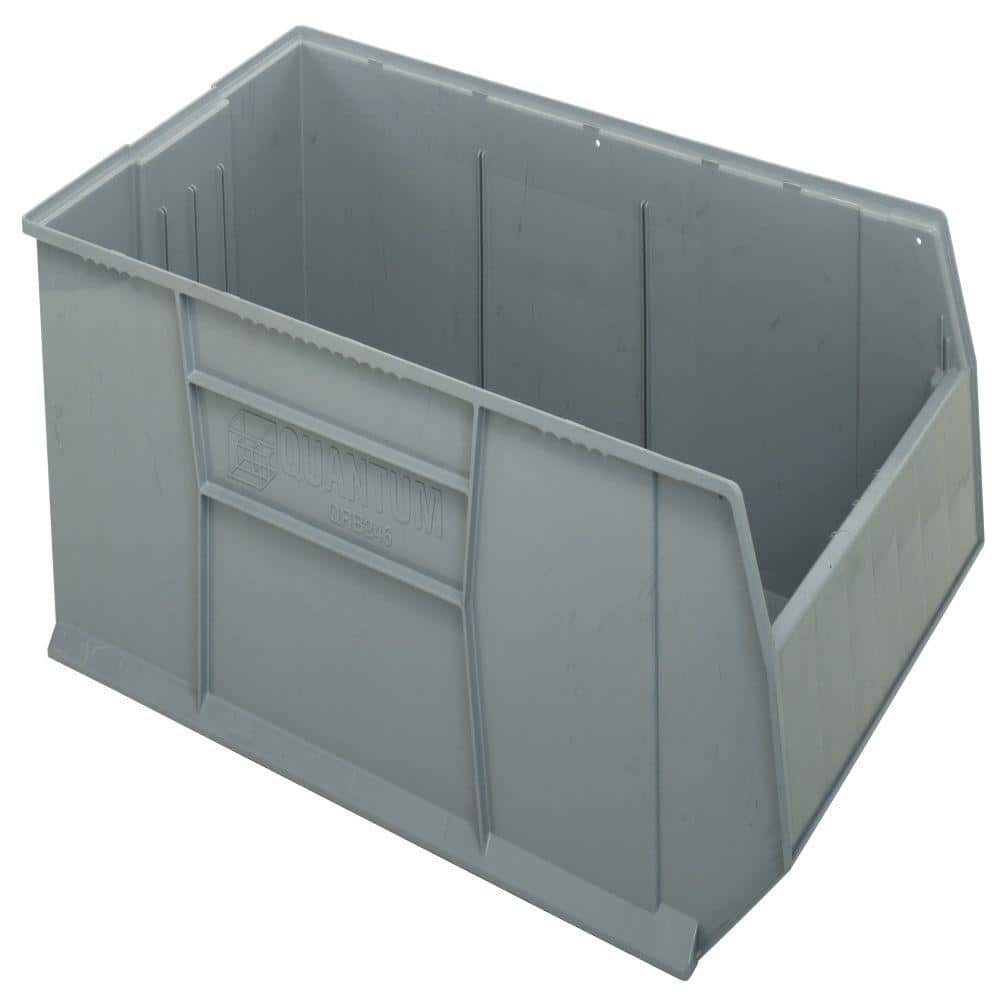 Strong Hold Metal Storage Cabinets with Quantum Plastic Bins