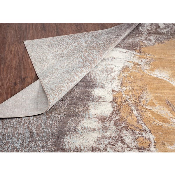 Calabria Marbled Earthy 6 ft. x 12 ft. Abstract Area Rug