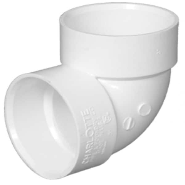 Charlotte Pipe 3 in. PVC DWV 900-Degree 1/4 Hub x Hub Vent Elbow