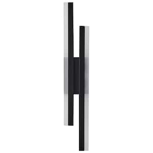 31.5 in. 1-Light Modern Black LED Wall Sconce with PVC Shade