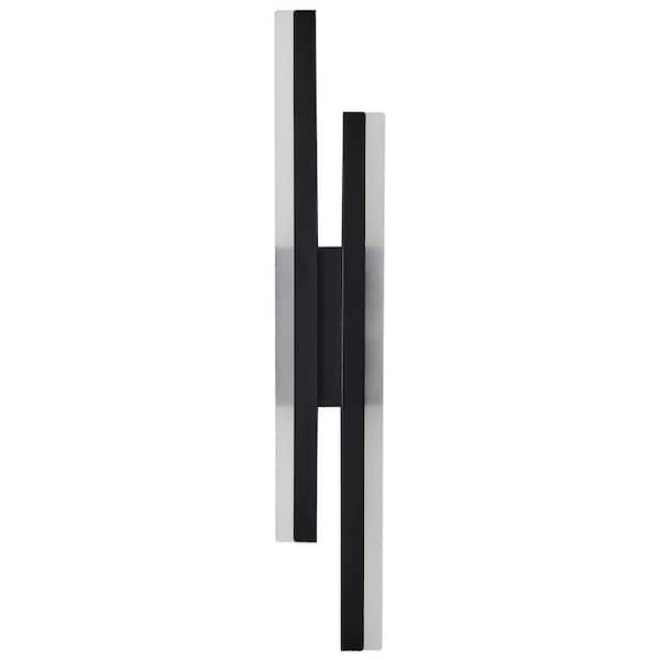 OUKANING 31.5 in. 1-Light Modern Black LED Wall Sconce with PVC Shade
