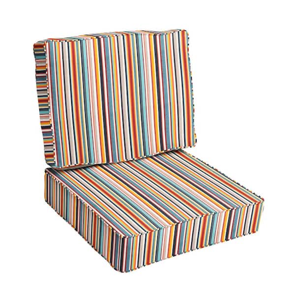 SORRA HOME 25 x 23 x 22 Deep Seating Indoor/Outdoor Cushion Chair Set in Sunbrella Highlight II Remix