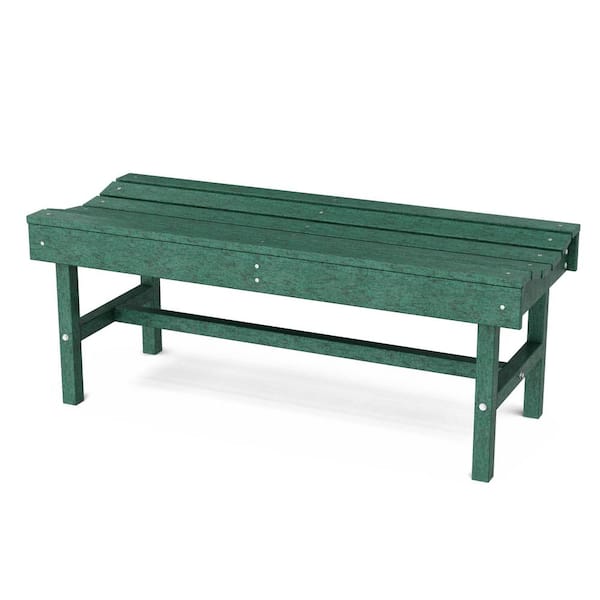 Wildridge Classic 46.5 in. Turf Green Plastic Backless Outdoor Vineyard Bench