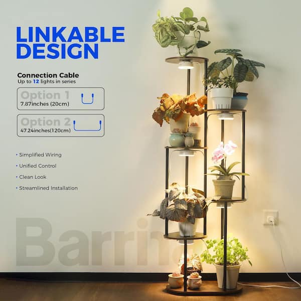 18W Full Spectrum Plant Grow Light, 660nm Red LEDs, Dimmable, Linkable, Magnetic, for Indoor Plant Shelf, 2-Pack