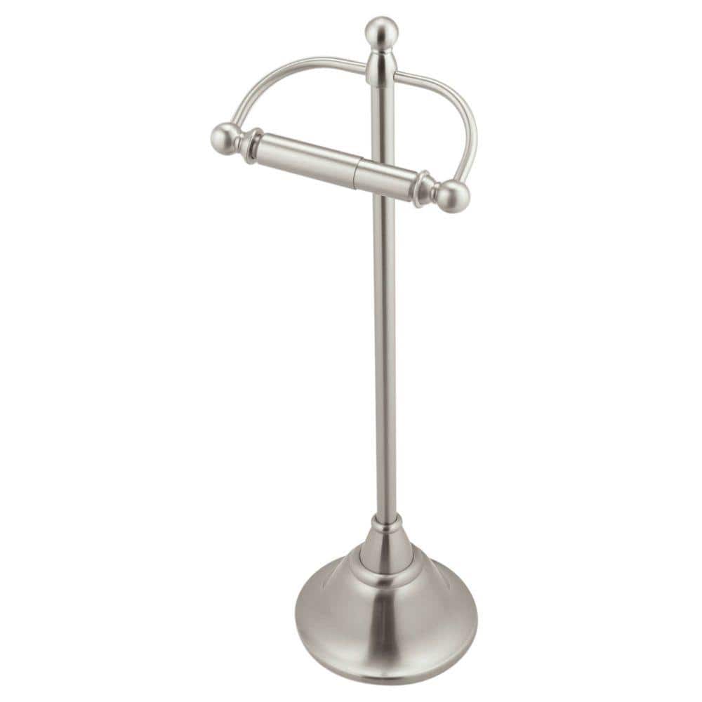 Day Moon Designs Brushed Nickel Toilet Paper Holder Free Standing Toilet Paper Holder with Storage - Toilet Paper Stand and Tissue Holder for
