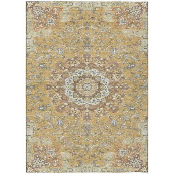 Chantille Machine Washable Indoor/Outdoor Abstract ACN2489 Gold 3 ft. x 4 ft. Area Rug