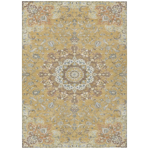 Chantille Machine Washable Indoor/Outdoor Abstract ACN2489 Gold 8 ft. x 10 ft. Area Rug