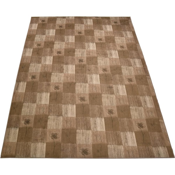 Flower Taupe 5 ft. x 7 ft. Area Rug