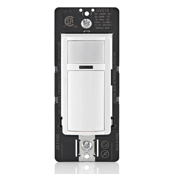 Leviton Decora 15 Amp In-Wall Multi-Location Motion Sensor Vacancy, Manual-On, Single Pole, 3-Way, White/Ivory/Lt Almond