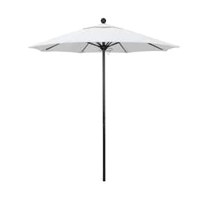 7.5 ft. Black Aluminum Commercial Market Patio Umbrella with Fiberglass Ribs and Push Lift in White Olefin