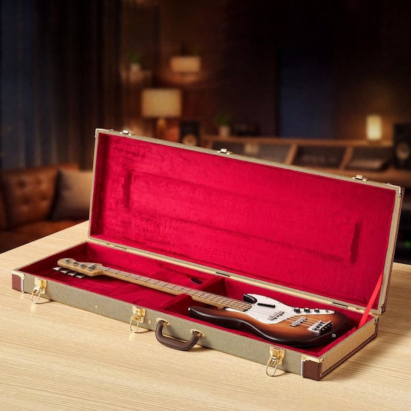 41.3 in. Rectangular Wooden Hard Shell Electric Guitar Case with Lock for 39 in. Tele and ST Guitars, Yellow Briefcase