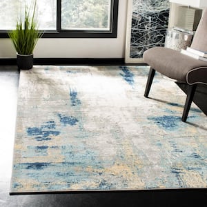 Jasper Gray/Gold 5 ft. x 8 ft. Distressed Abstract Area Rug