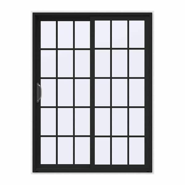 60 in. x 80 in. V-4500 Contemporary Bronze FiniShield Vinyl Left-Hand 15 Lite Sliding Patio Door w/White Interior