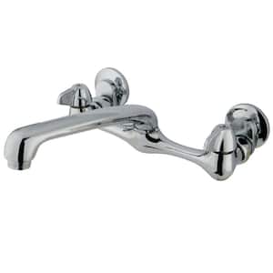 Proseal 2-Handle Adjustable Centers Wall Mount Standard Kitchen Faucet in Polished Chrome
