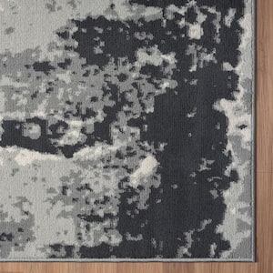 Rose Gray/Charcoal 5 ft. x 7 ft. Abstract Modern/Contemporary Rectangle Polyester Area Rug