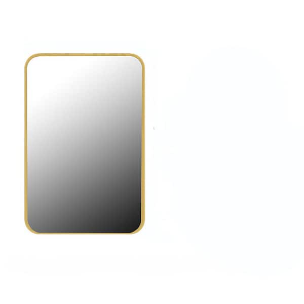 Lycvki 16 in. W x 24 in. H Golden Rectangular Aluminum Medicine Cabinet with Mirror and Adjustable Shelves