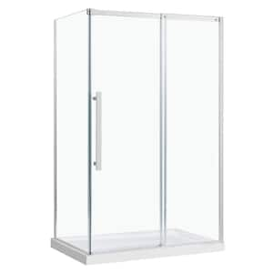 Tidal 29.37 in. W x 78.74 in. H Fixed Frameless Return Shower Door in Satin Nickel