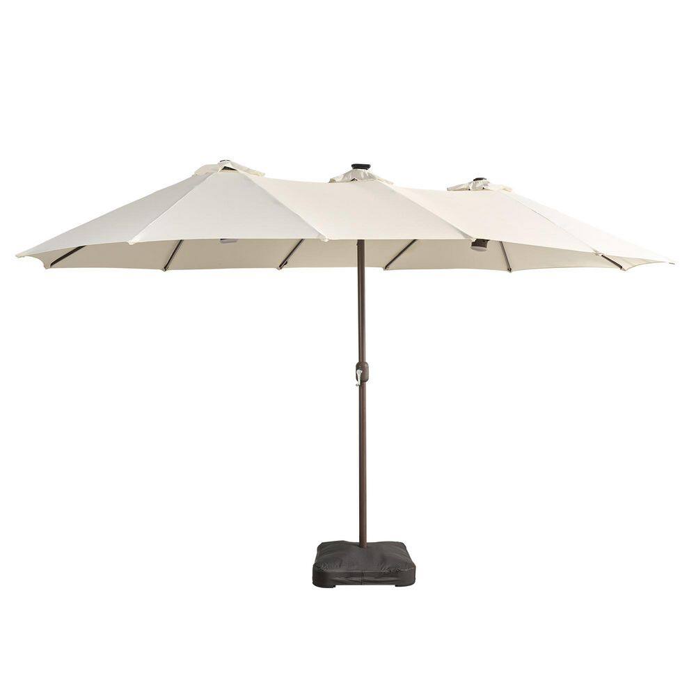 Wisteria B 15 ft. Market Solar Color LED Light Patio Umbrella with Base in White price history on PriceWatchPro