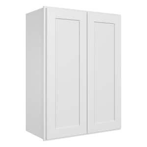 27 in. W x 12 in. D x 36 in. H in Shaker White Plywood Ready to Assemble Wall Cabinet 2-Doors 2-Shelves Kitchen Cabinet