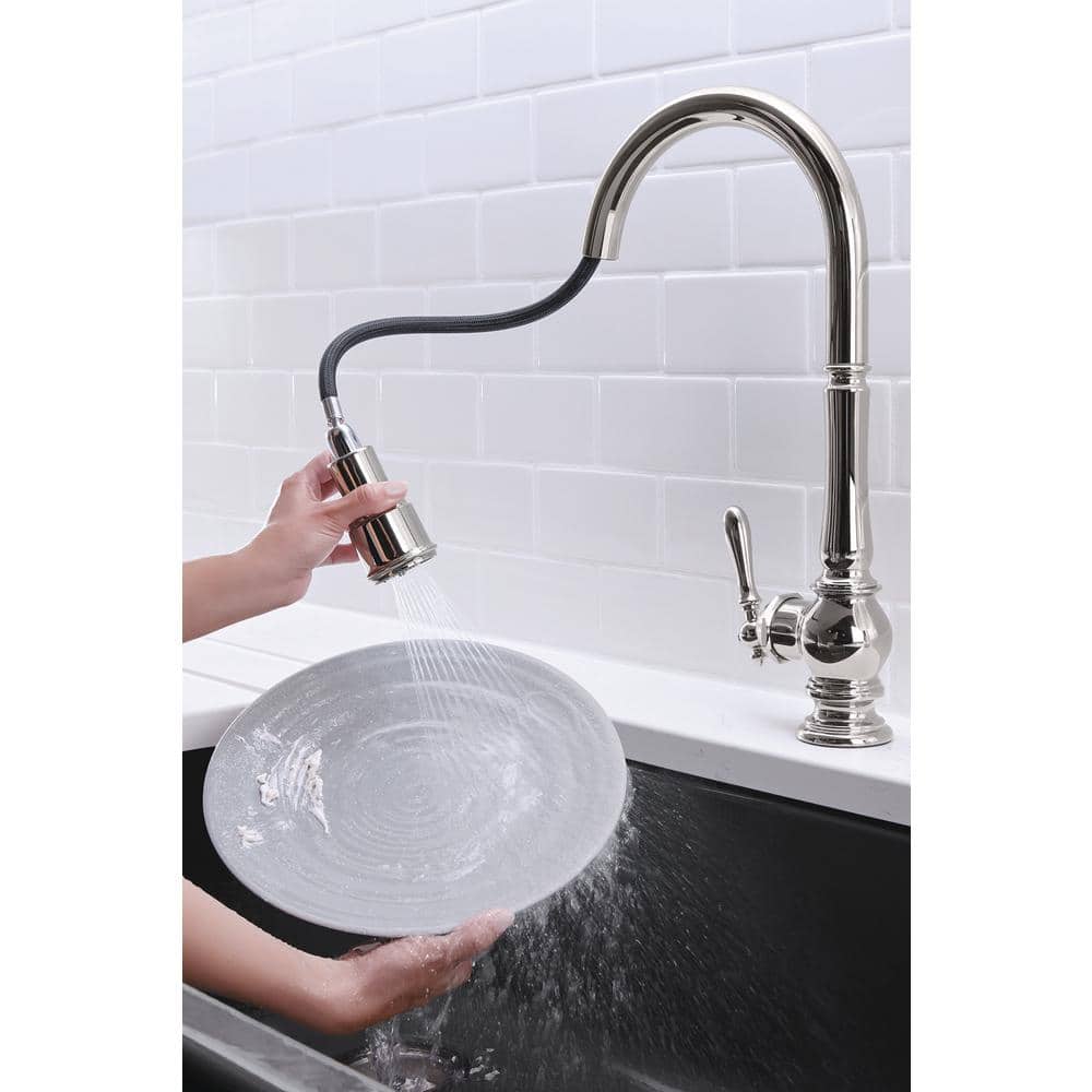 Polished Nickel Pull Down Single Handle Kitchen Faucet