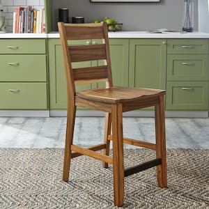 Forest Retreat 24 in. Live Teak Wood Brown Counter Bar Stool