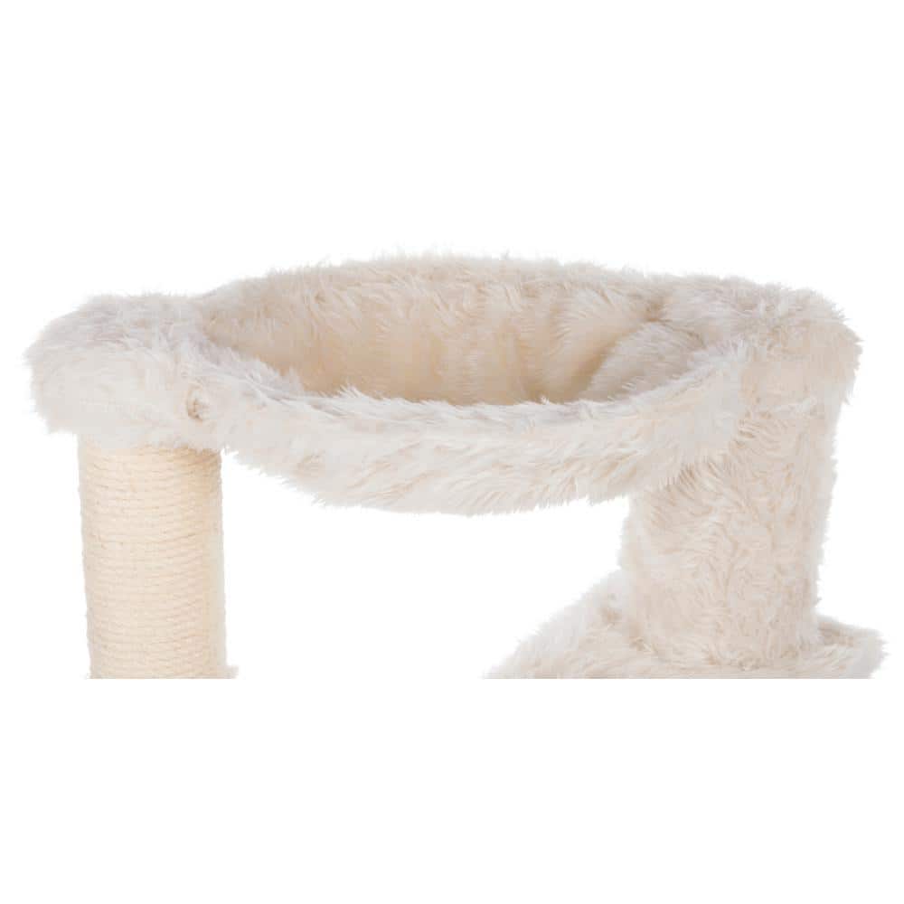 Cream Plush and Sisal Cat Tree with Hammock and Steps