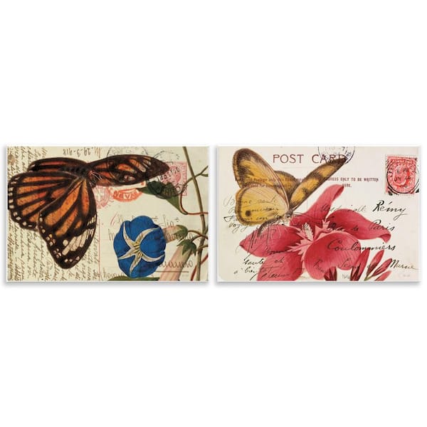Butterfly Accented Postcards by Deborah Revell 2 Pieces Unframed Animal Graphic Art Print 10 in. x 15 in.