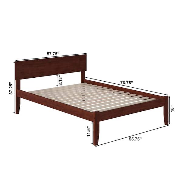 Orlando Walnut Full Platform Bed with Open Foot Board