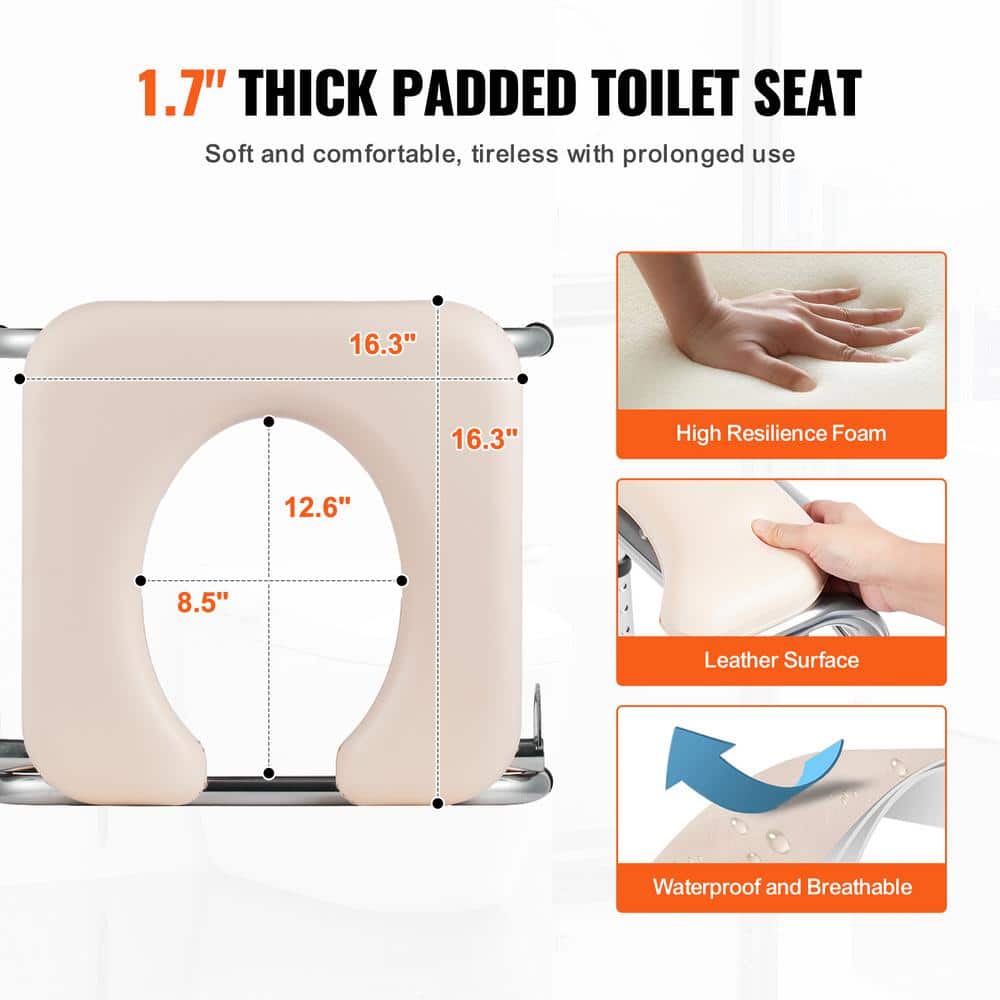 Adjustable Height White Steel Bedside Commode Chair