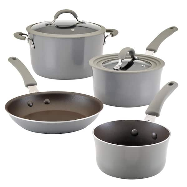 Rachael Ray Cook + Create 6-Piece Aluminum Nonstick Cookware Set, Gray