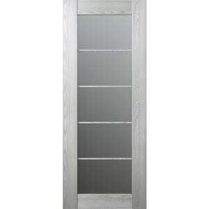 Vona_5 30 in. W x 80 in. H Solid Core 5 Lite Frosted Glass Ribeira Ash Prefinished Wood Interior Door Slab