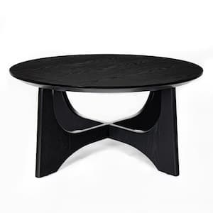36 in. Black Round MDF Outdoor Coffee Table