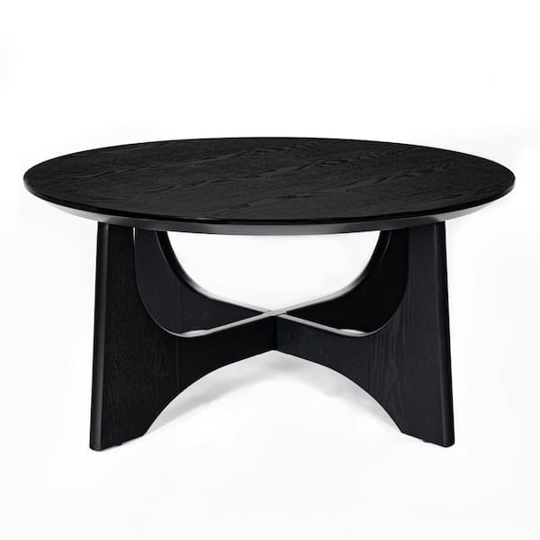 Unbranded 36 in. Black Round MDF Outdoor Coffee Table