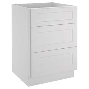 24 in. W x 24 in. D x 34.5 in. H in Shaker Dove Plywood Ready to Assemble Floor Base Kitchen Cabinet with 3 Drawers