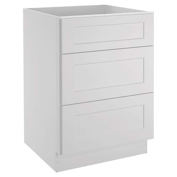 HOMEIBRO 24 in. W x 24 in. D x 34.5 in. H in Shaker Dove Plywood Ready to Assemble Floor Base Kitchen Cabinet with 3 Drawers