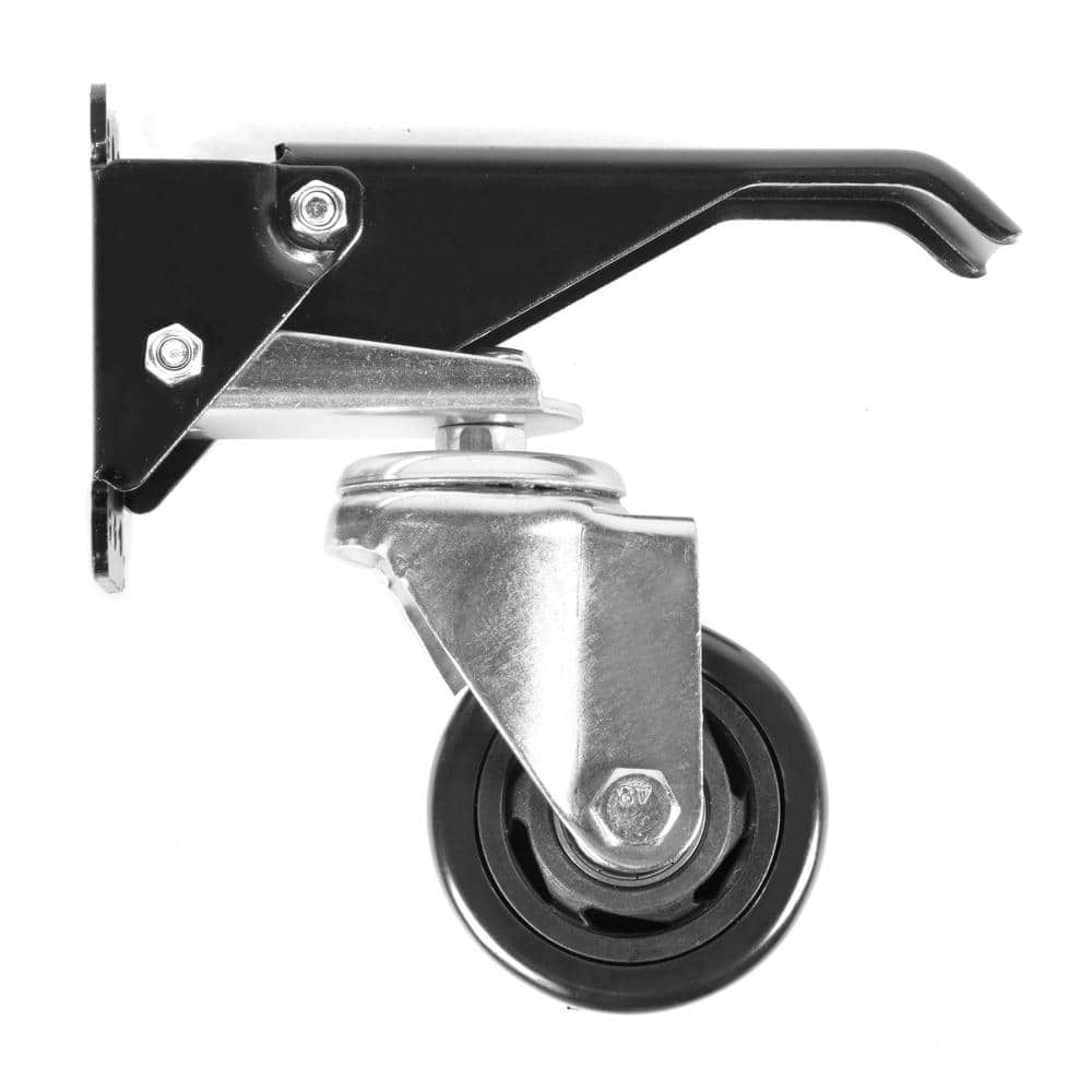 2.5-Inch Black and Silver Steel Workbench Casters