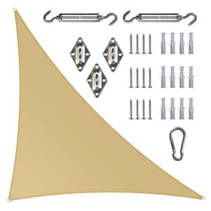 10 ft. x 10 ft. x 14.1 ft. 190 GSM Sand Beige Right Triangle Sun Shade Sail with Triangle Kit