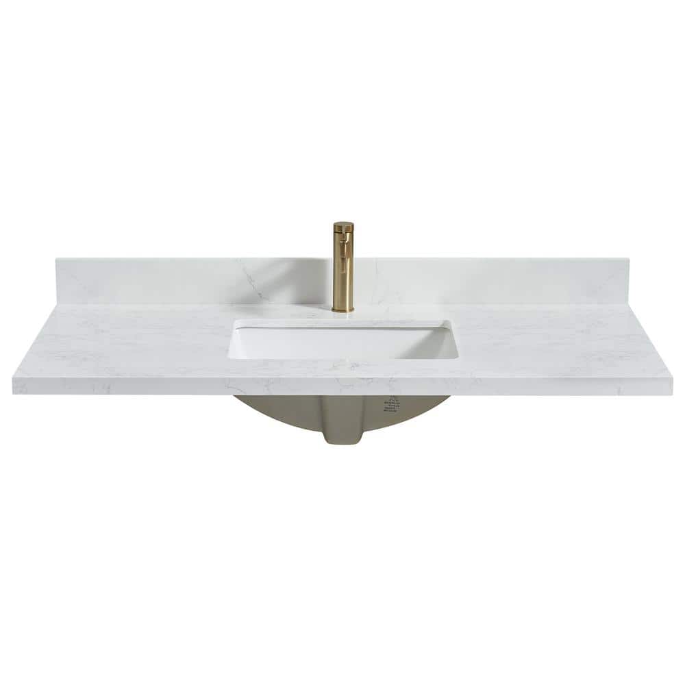Malaga 49 in. W x 22 in. D Engineered Stone Composite White Rectangular Single Sink Vanity Top in Grain White price history on PriceWatchPro