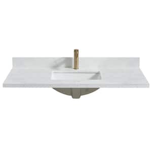 Malaga 49 in. W x 22 in. D Engineered Stone Composite White Rectangular Single Sink Vanity Top in Grain White