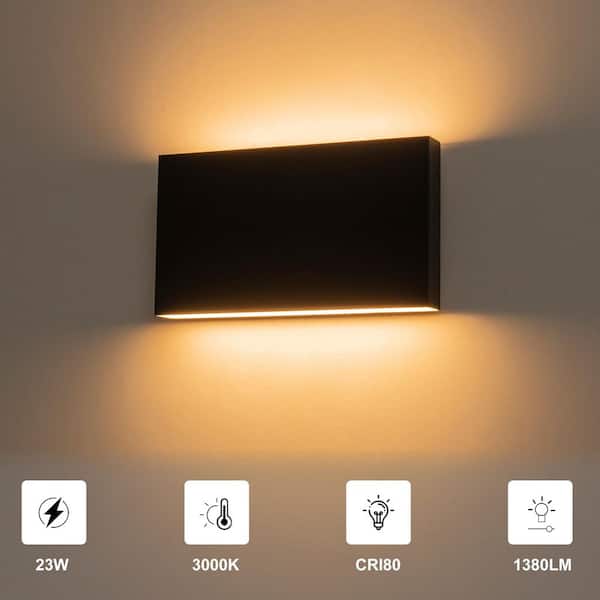 Acerbis 2-Light 9.84 in. Matte Black Rectangle Integrated LED Outdoor Hardwired Wall Lantern Sconce