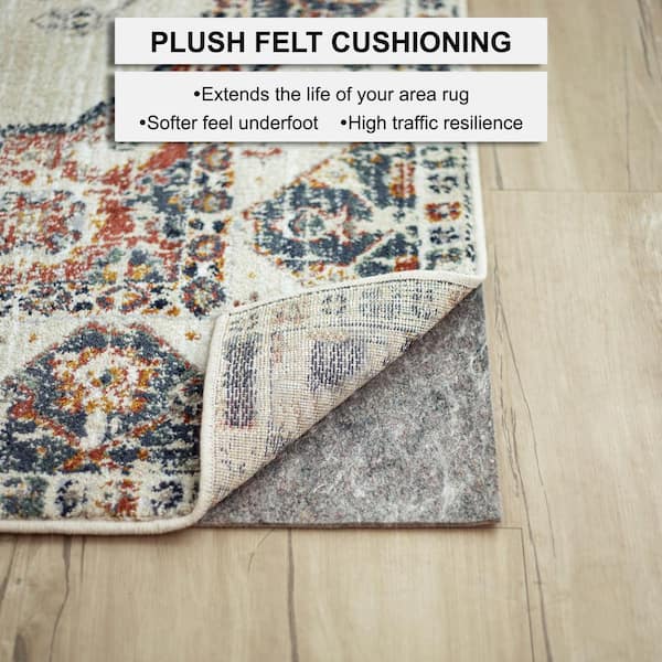 Flash Furniture Slide-Stop Multi-Surface Reversible Non-Slip Cushion Rug Pad, 1/4 Thick, Floor Protection, for 4'x6' Area Rug, Gray