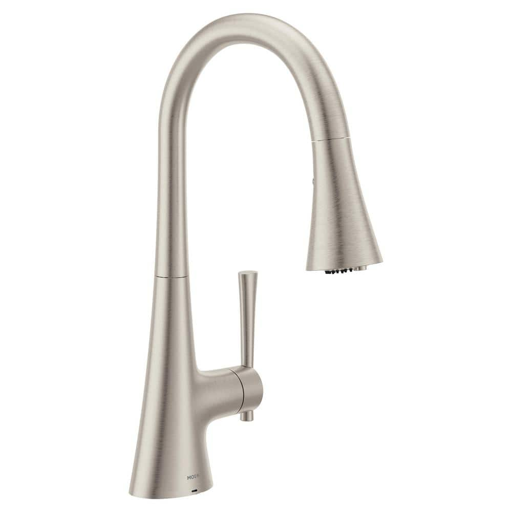 Kurv Single Handle Pull-Down Sprayer Kitchen Faucet with Optional 3- in -1 Water Filtration in Spot Resist Stainless -  MOEN, F9126SRS