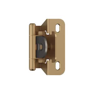 Champagne Bronze 1/4 in. (6 mm) Overlay Single Demountable, Partial Wrap Cabinet Hinge (2-Pack)