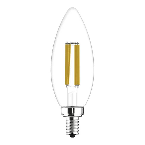 100.0-Watt Equivalent B12 Candelabra base Blunt tip LED Light Bulb Clear Daylight Dimmable Bulb 3-Pack